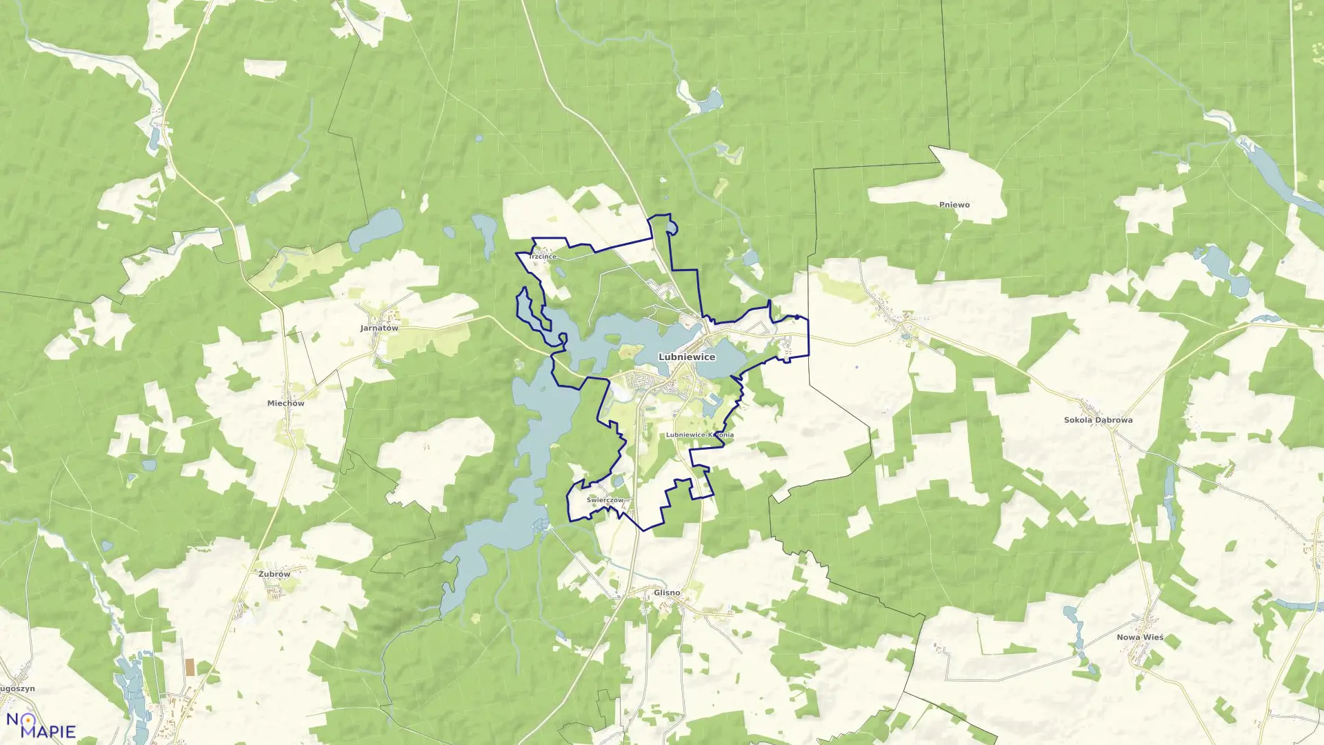 Mapa obrębu Lubniewice w gminie Lubniewice